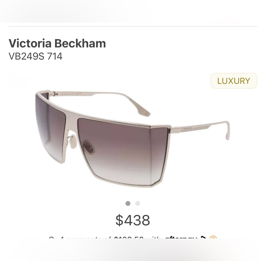 Victoria Beckham Silver Shield Sunglasses with Gray Gradient Lenses